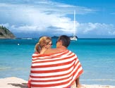 A couple sitting on a beach