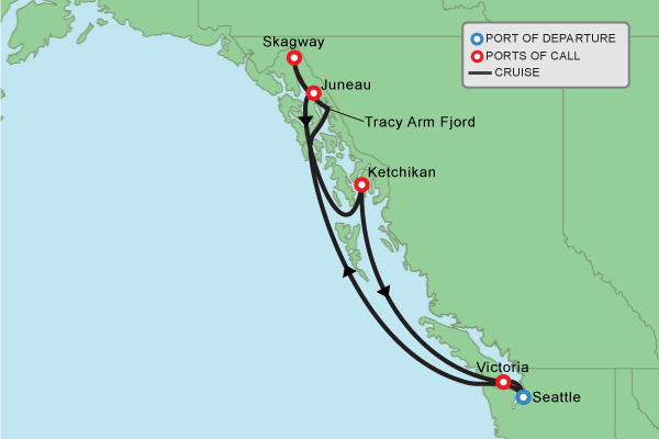 carnival cruise route from seattle to alaska